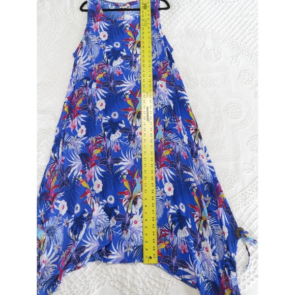 Water Lily Tropical Floral Print Sundress 2X Beach Summer Cruise Rayon Flowy - Picture 5 of 7